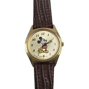 Vintage Lorus Quartz Mickey Mouse Watch Walt Disney Genuine Lizard Needs Battery